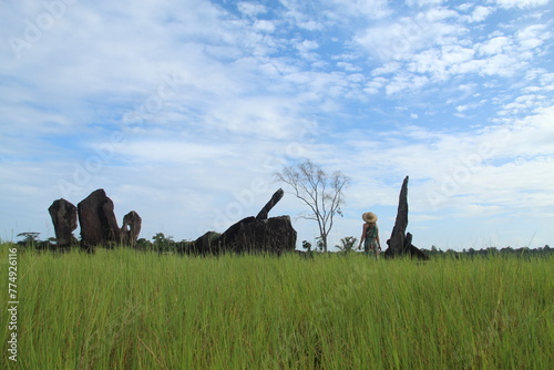 monolitos do sitio arqueológico do solstício, em calçoene, amapá - conhecido como stonehenge da amazônia  photo