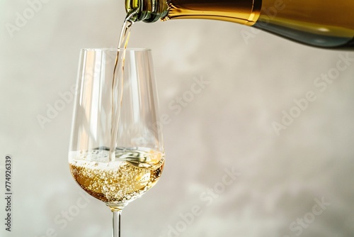 a glass of champagne being poured © White