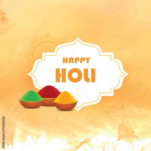 Holi festival post with vintage design and attractive colors