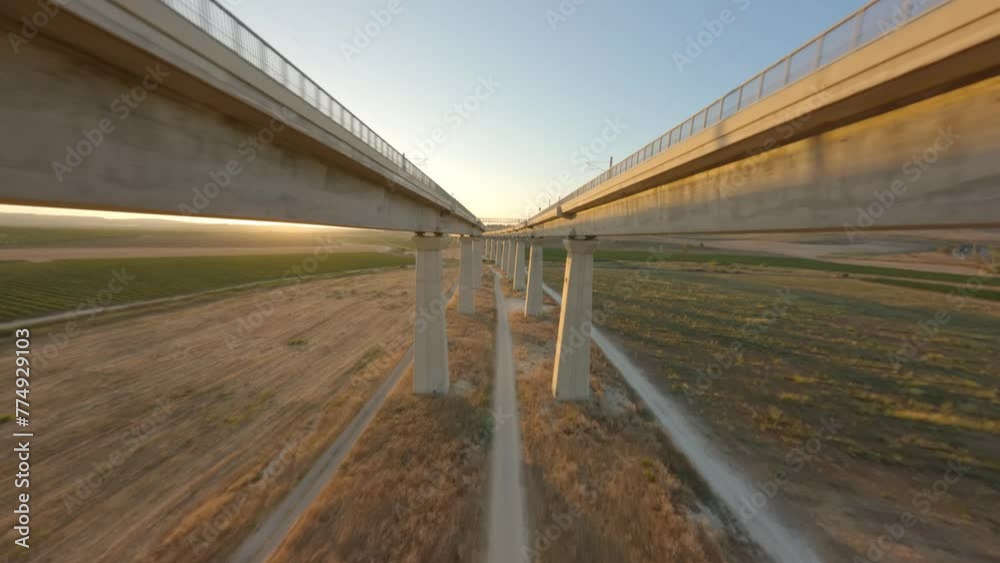 FPV aerial video on the Modi'in railway bridge, Israel