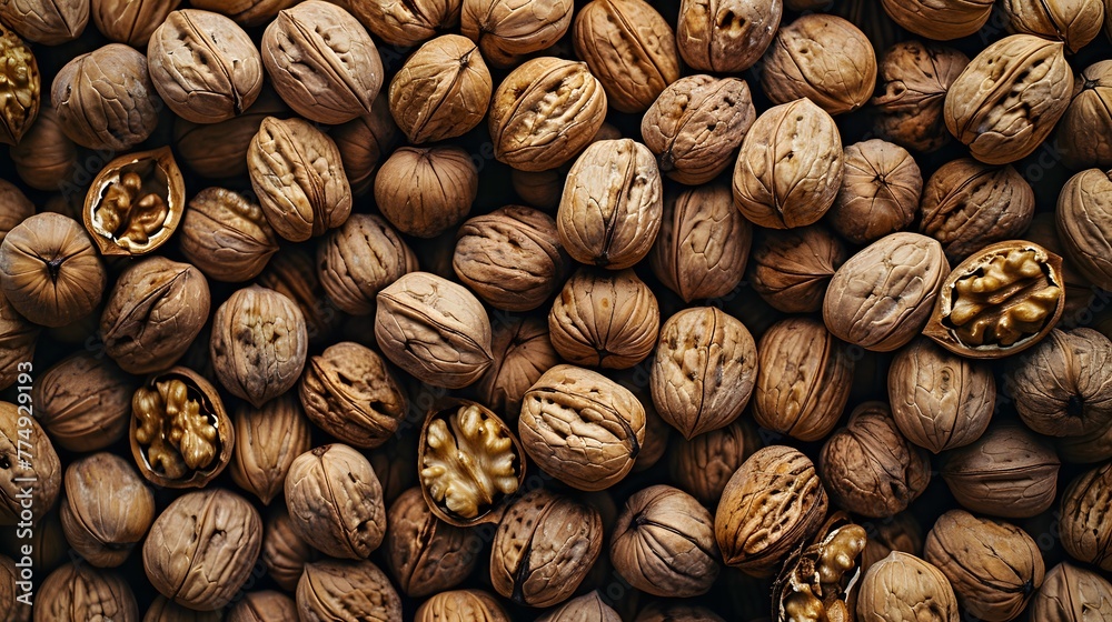 top-down perspective of walnuts top-down perspective of walnuts