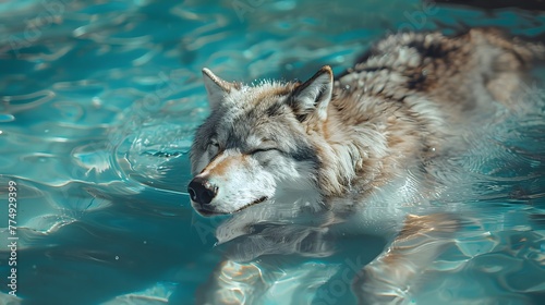 Wallpaper Mural wolf Floating in A Dreamy Pool  Torontodigital.ca