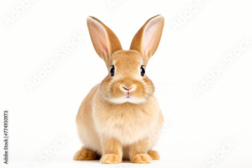 Small Brown Rabbit Sitting on Top of White Floor