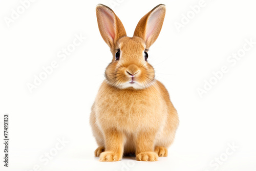 Small Brown Rabbit Sitting on Top of White Floor