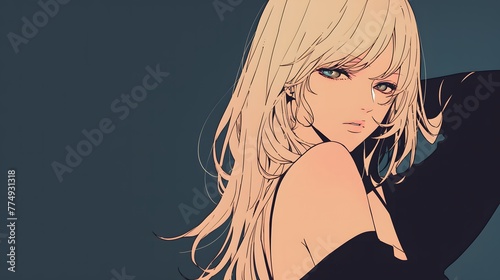 Blonde Woman in Japanese Comic style © Lin_Studio