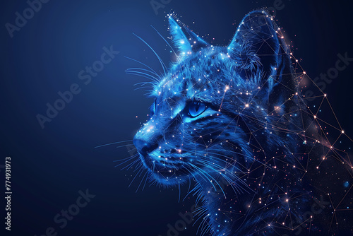 cat. Digital wireframe polygon illustration. technology of lines and points.   © Evhen Pylypchuk