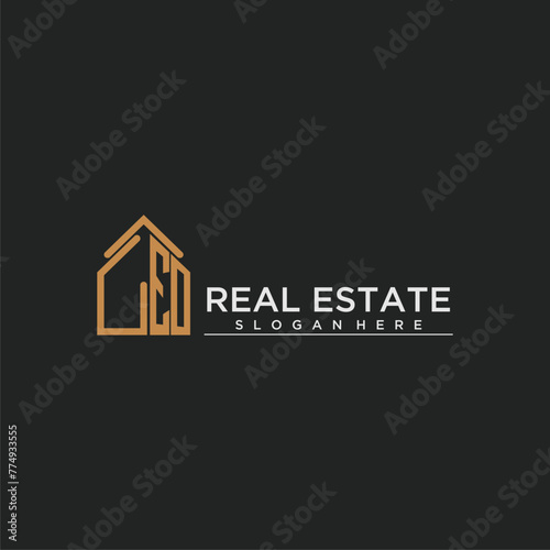 EO initial monogram logo for real estate design