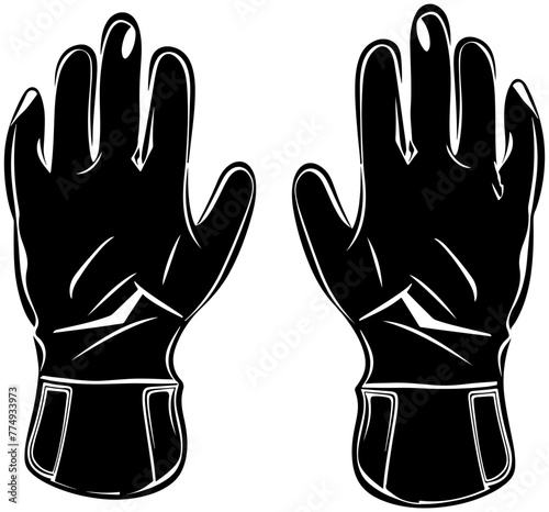 Work gloves, Silhouettes of Construction equipment, black filled, simple vector, isolate on white background  photo