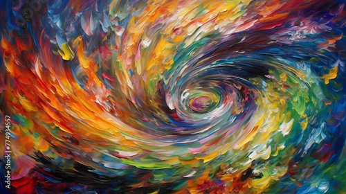 Whirlwind of Color. A whirlwind of vibrant colors swirling and spinning on the canvas, creating a whirlwind of energy and excitement that captures the viewer's imagination.