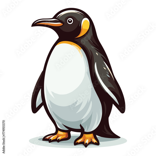 Cute penguin full body vector illustration, zoology element illustration, Antarctic south pole bird animal icon, cartoon design template isolated on white background