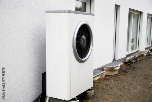 heat pump for a energy revolution outside a house