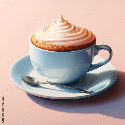a cup of coffe pastel background  hyper realistic   reated with Generative Ai
