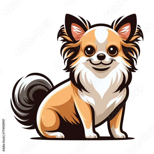 Wallpaper Mural Cute chihuahua dog full body vector illustration, funny adorable pet animal, sitting purebred chihuahua doggy flat design template isolated on white background Torontodigital.ca