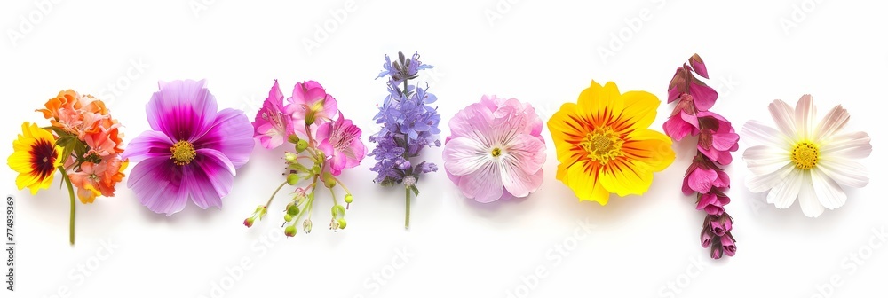 Set of beautiful flowers isolated on white background. Set of beautiful flowers isolated on white background.