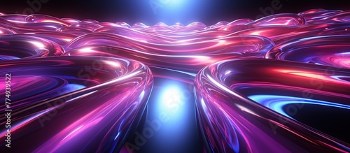 abstract background with neon lights and waves