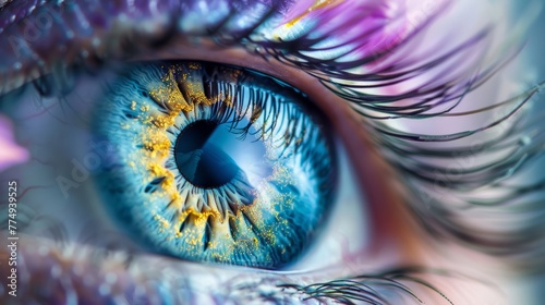 Macro view of beautiful female eye with iris.