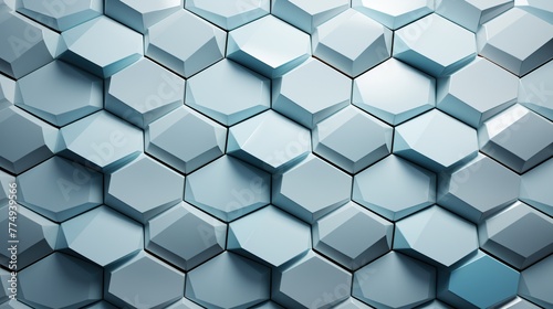 abstract geometric hexagonal background in white and blue colors
