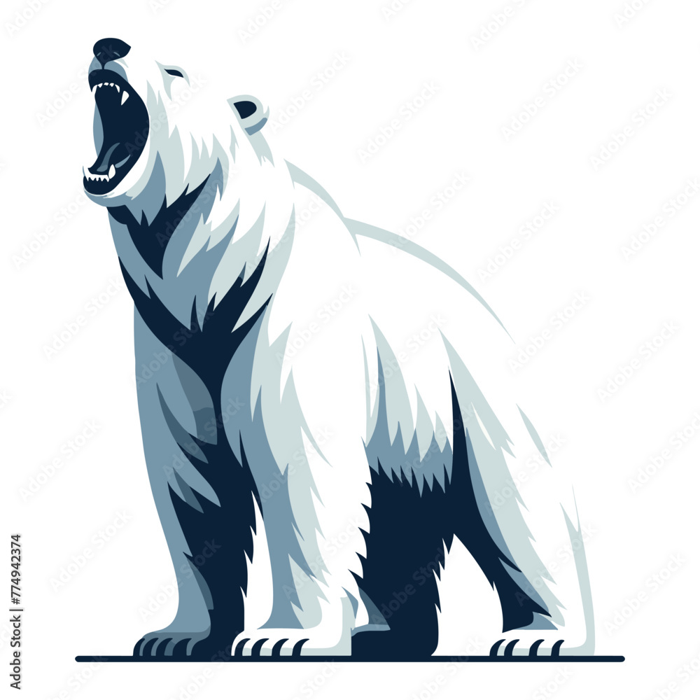 custom made wallpaper toronto digitalWild roaring polar bear full body design illustration, zoology element illustration, arctic north pole animal icon, vector template isolated on white background
