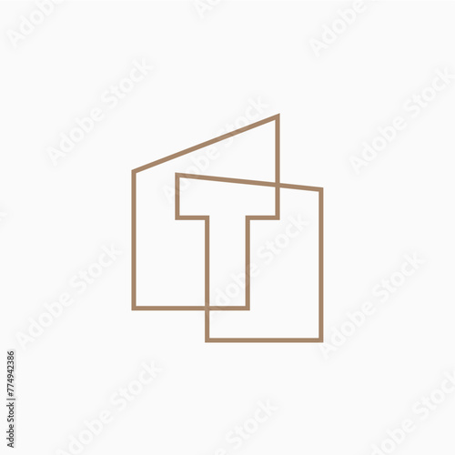 t Letter House Monogram Home mortgage architect architecture logo vector icon illustration