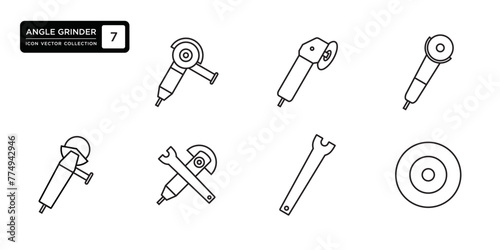 Angle grinder icon collection, vector icon templates editable and resizable