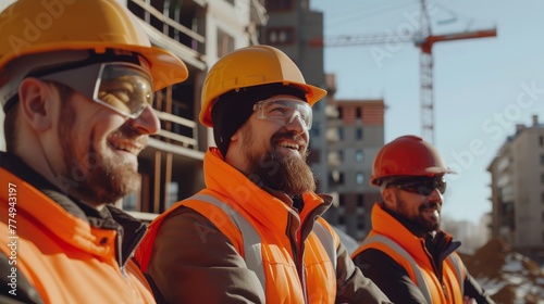 Group of construction workers smiling