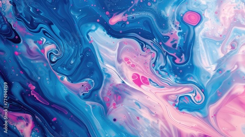 Abstract acrylic blue and pink painted background. Fluid art texture,Pink purple blue and white marble watercolor texture, art style in pink and blue colours. Abstract mixing of colored liquid paints