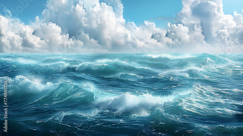 Tranquil seascape background with gentle waves, providing a serene atmosphere for presentations.