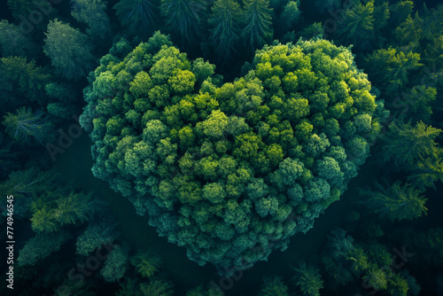 Trees in the shape of a heart. Forest.Romance.Tourism