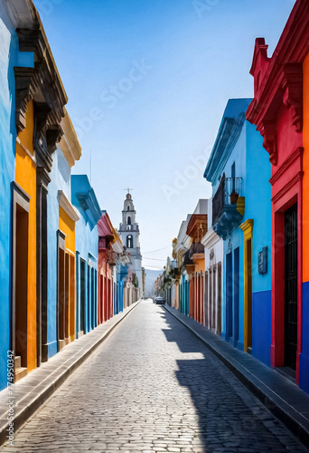 colorful houses in the old town of san miguel de allende, mexico photo
