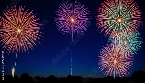 colorful fireworks in the sky with a blue sky background