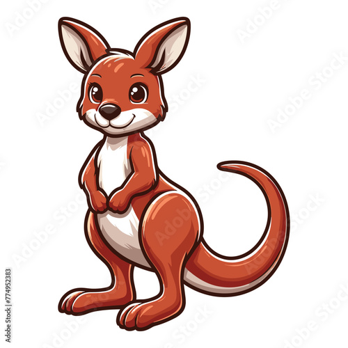 Cute kangaroo full body mascot cartoon character design illustration, funny adorable Australian mammal animal vector template isolated on white background