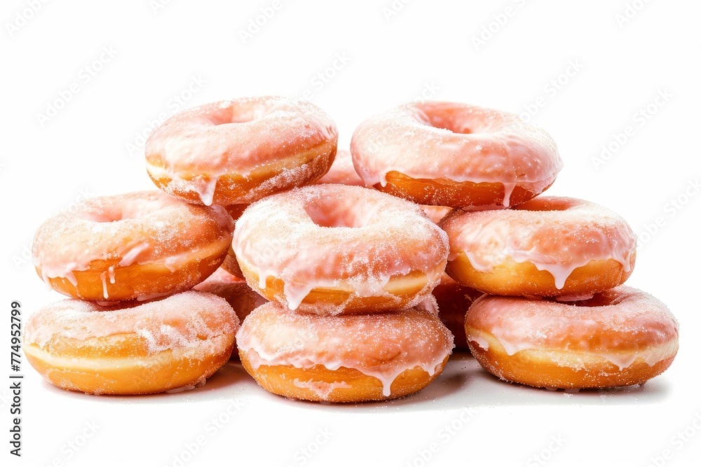 Mouthwatering Pile of Glazed Donuts Isolated on White Background, Sweet Food Photography Mouthwatering Pile of Glazed Donuts Isolated on White Background, Sweet Food Photography