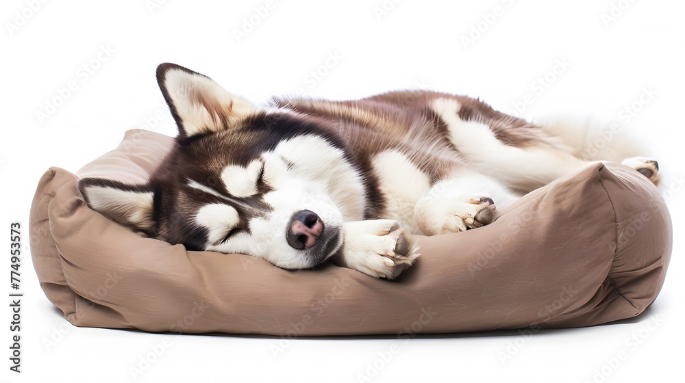 Siberian Husky sleeping in a Fluffy Bed Siberian Husky sleeping in a Fluffy Bed