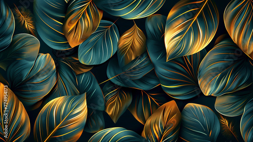 Tropical seamless pattern with monstera leaves. Vector illustration. AI.