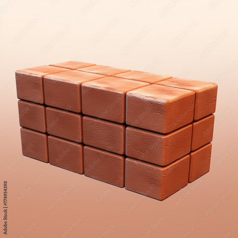 a single brick on cartoon 3d isolated background сreated with Generative Ai a single brick on cartoon 3d isolated background сreated with Generative Ai