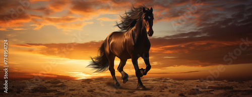 Epic Encounter, Beautiful Horse in Surreal Motion. AI Generative.