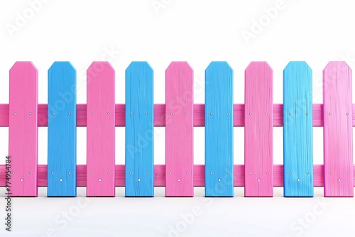 a pink and blue fence