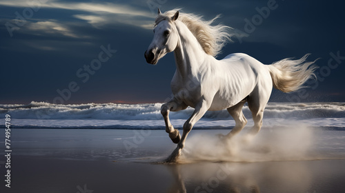 Epic Encounter  Beautiful Horse in Surreal Motion. AI Generative.