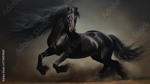 Epic Encounter, Beautiful Horse in Surreal Motion. AI Generative. © martinez80