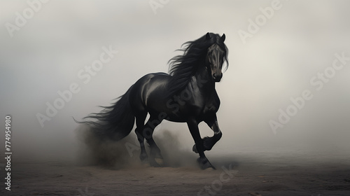 Epic Encounter, Beautiful Horse in Surreal Motion. AI Generative. © martinez80