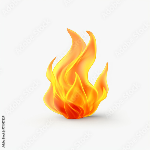 Small fire flame similar to emoji, 4K, with white background сreated with Generative Ai