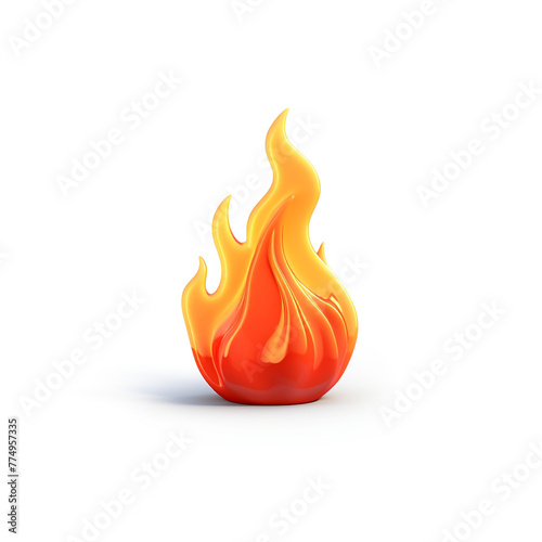 Small fire flame similar to emoji, 4K, with white background сreated with Generative Ai