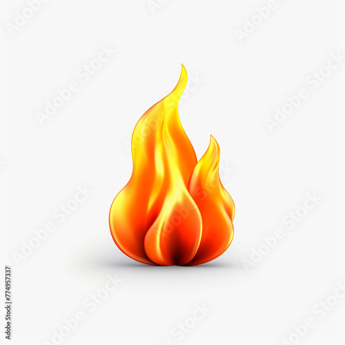 Small fire flame similar to emoji, 4K, with white background сreated with Generative Ai