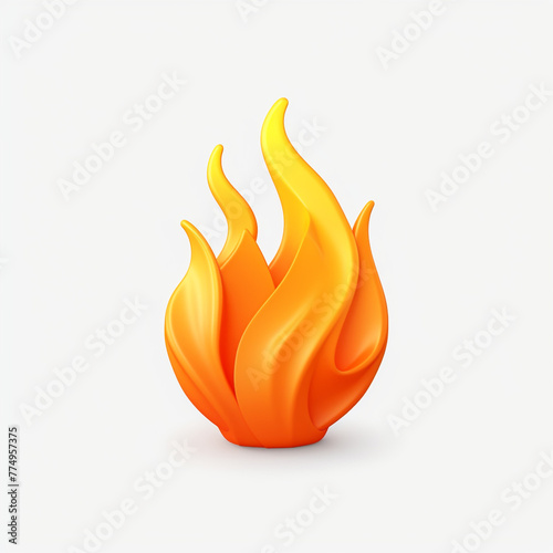 Small fire flame similar to emoji, 4K, with white background сreated with Generative Ai