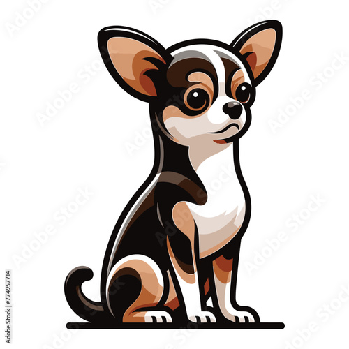 Wallpaper Mural Cute chihuahua dog full body flat design illustration, sitting purebred chihuahua doggy, funny adorable pet animal vector template isolated on white background Torontodigital.ca