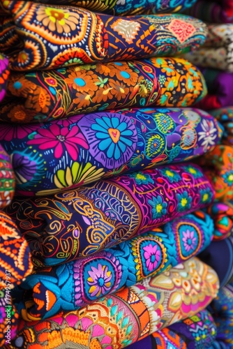 Vibrant Patterned Fabric Stacks - Colorful Textiles