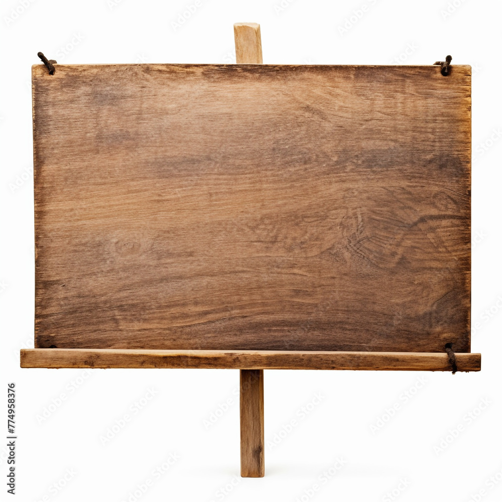 Wooden notice board isolated on white сreated with Generative Ai