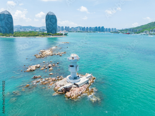 Sunny summer scenery of Phoenix Island, Sanya, Hainan, China photo