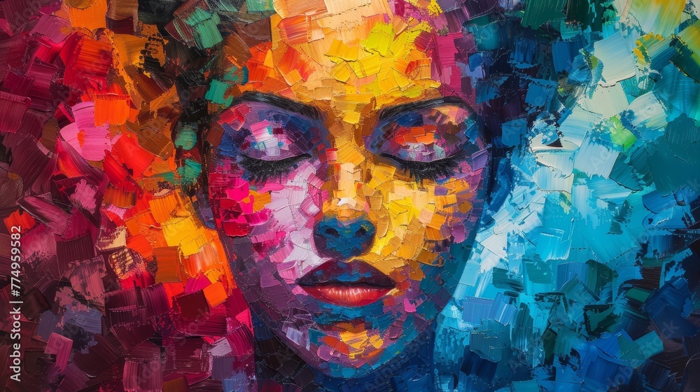 Obraz premium A dazzling analysis of emotions spectrum in the mosaic of humanity