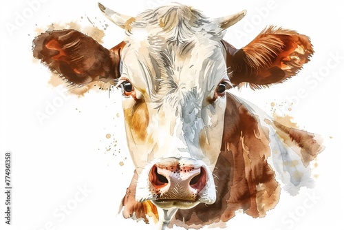 a watercolor of a cow